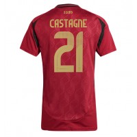 Camisa de Futebol Bélgica Timothy Castagne #21 Equipamento Principal Mulheres Europeu 2024 Manga Curta